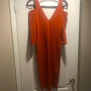 NWT Orange cold shoulder dress